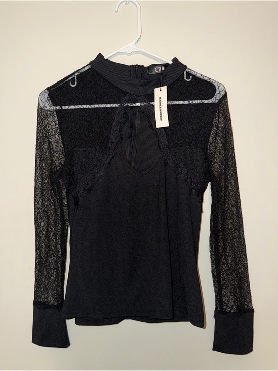 CBR Tops - CBR NWT Black Lace Mesh Long Sleeve Top Size XL